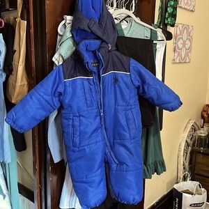 Black and blue snow suit. Size 24 months